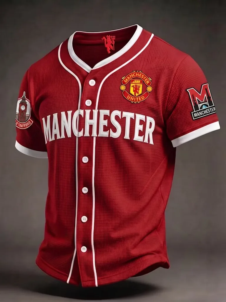 Manchester United Football Club Red Baseball Jersey for Men
