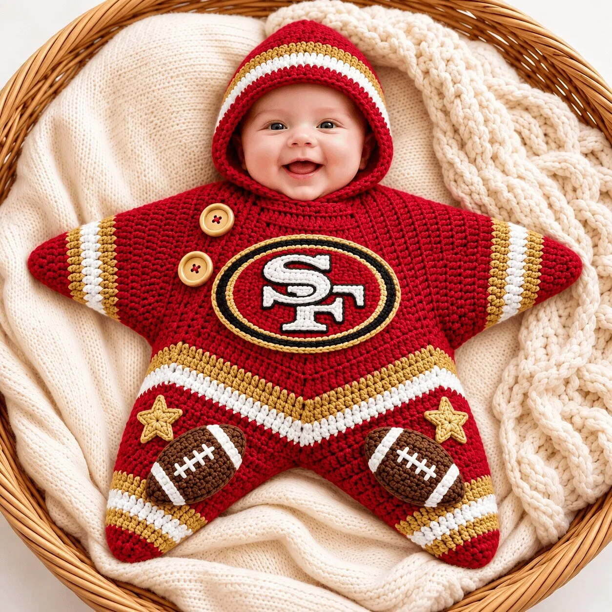 San Francisco 49ers Baby Star Shaped Crocheted Romper