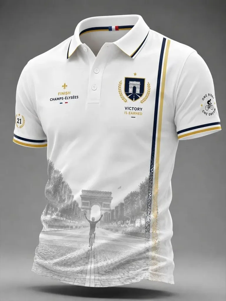 Tour de France Champs-Élysées Finish Line Cycling Event Polo Shirt
