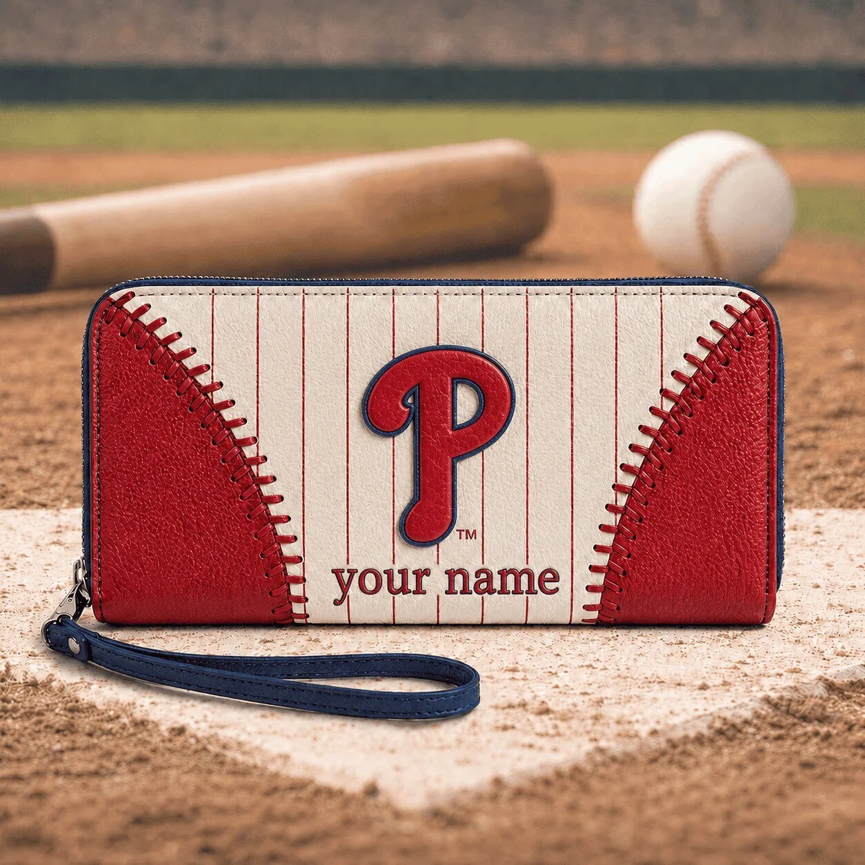 Philadelphia Phillies Personalized Baseball Stitching Wallet