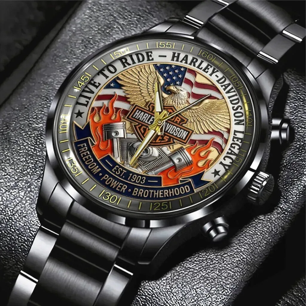 Home 15 Harley-Davidson Live To Ride Freedom Power Brotherhood Stainless Steel Watch