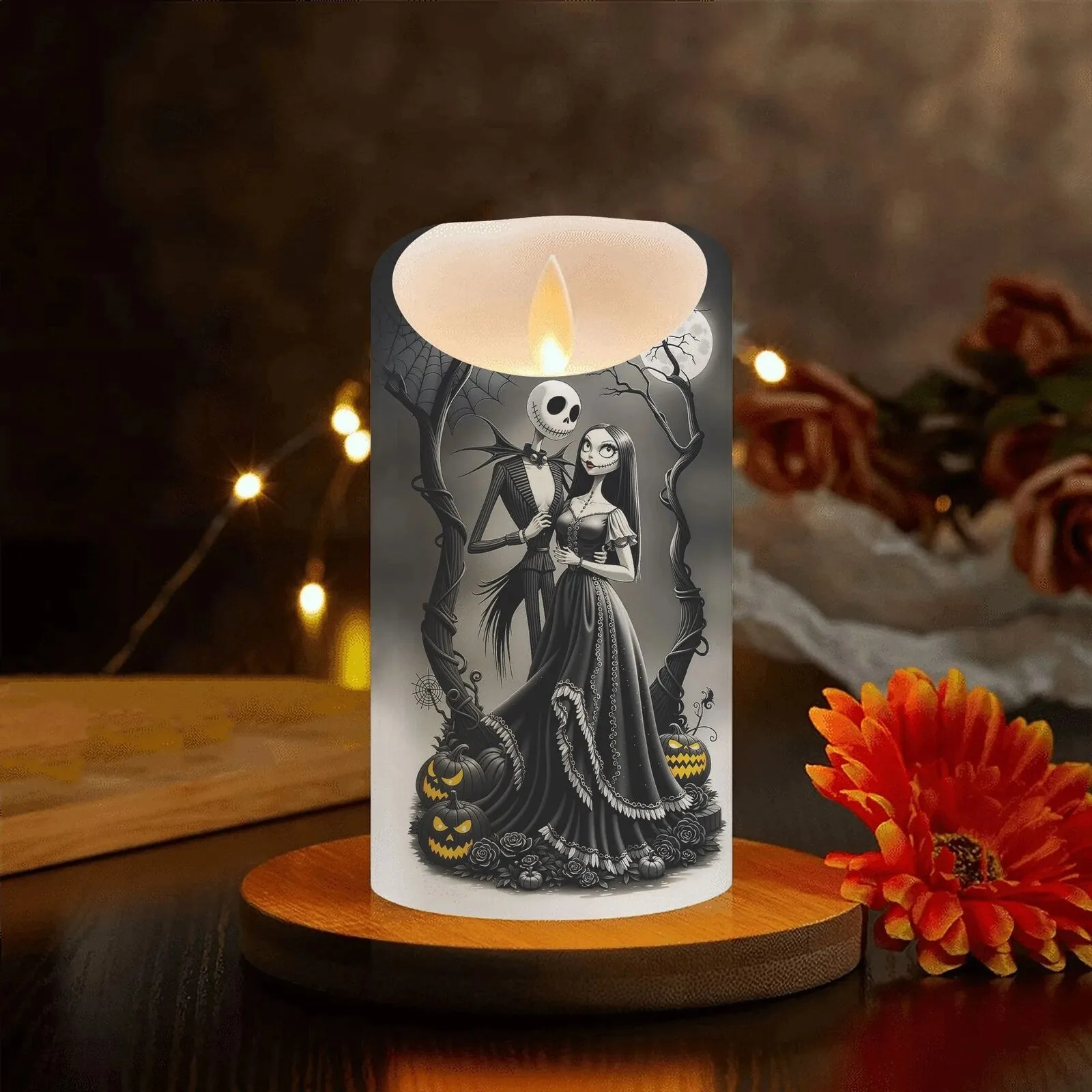 Home 13 Nightmare Before Christmas Jack and Sally LED Candle