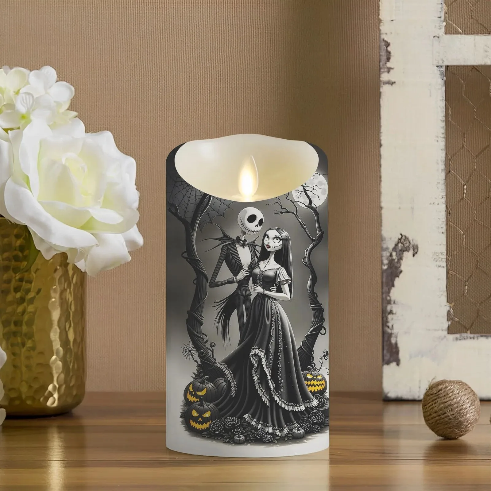 Nightmare Before Christmas Jack and Sally LED Candle