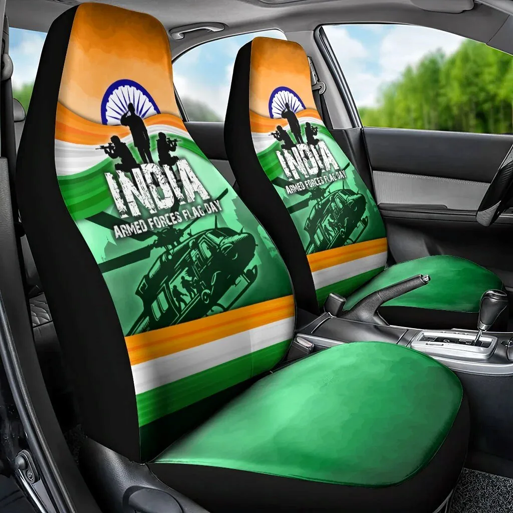 India Armed Forces Flag Day Patriotic Indian Military Car Seat Cover