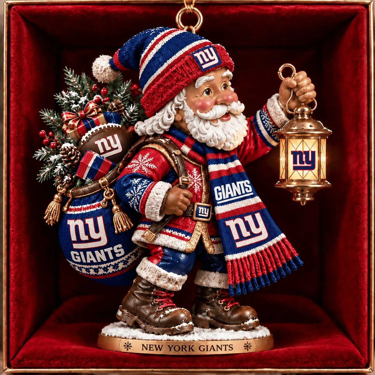 New York Giants Santa Claus Christmas Holiday Ornament