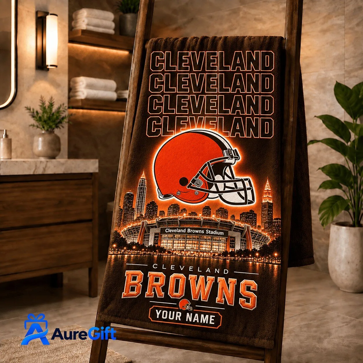 Cleveland Browns Football Team Stadium Personalized Bath Towel