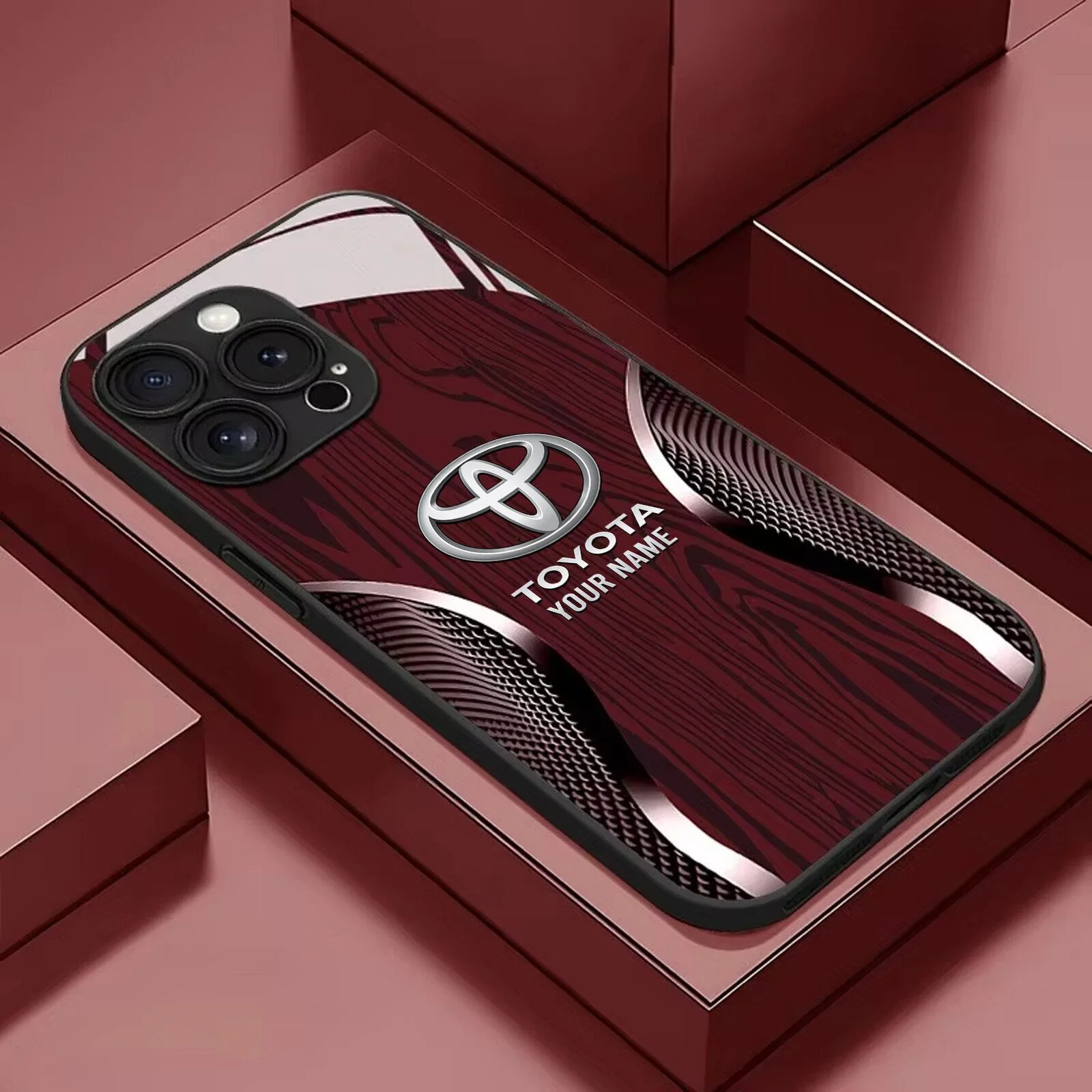Toyota Custom Name Black Wood Grain Pattern Phone Case for iPhone and Android 10 Toyota Custom Name Black Wood Grain Pattern Phone Case for iPhone and Android