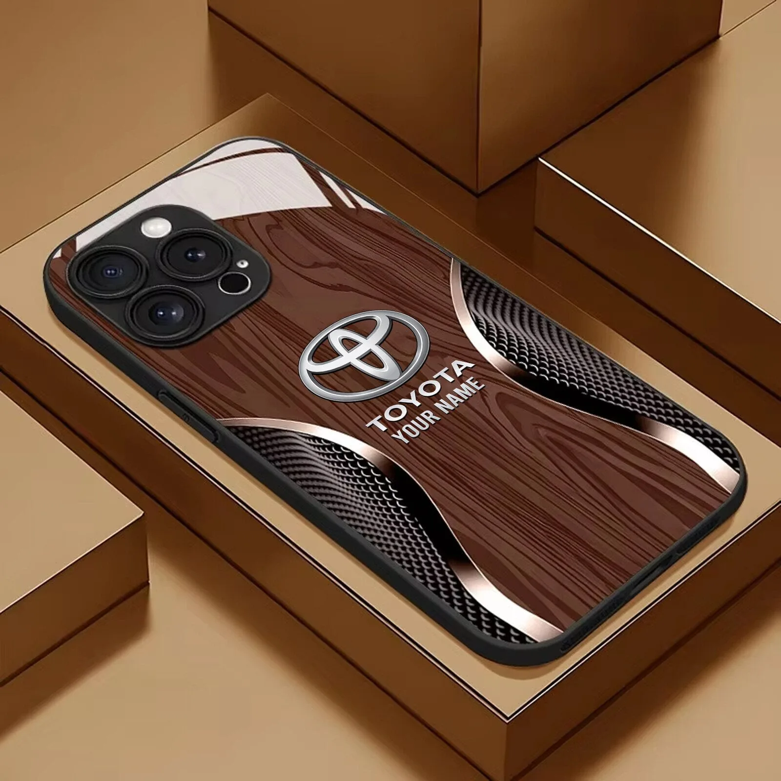 Toyota Custom Name Black Wood Grain Pattern Phone Case for iPhone and Android 11 Toyota Custom Name Black Wood Grain Pattern Phone Case for iPhone and Android