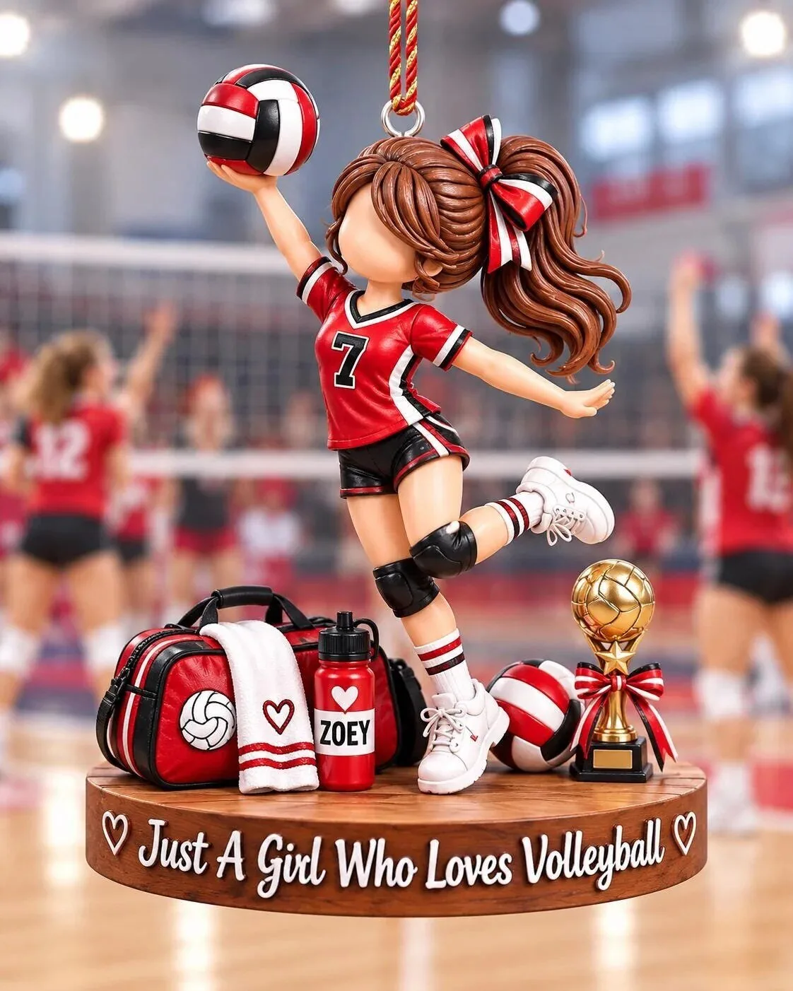 Personalized Volleyball Player Girl Christmas Tree Ornament, Just A Girl Who Loves Volleyball