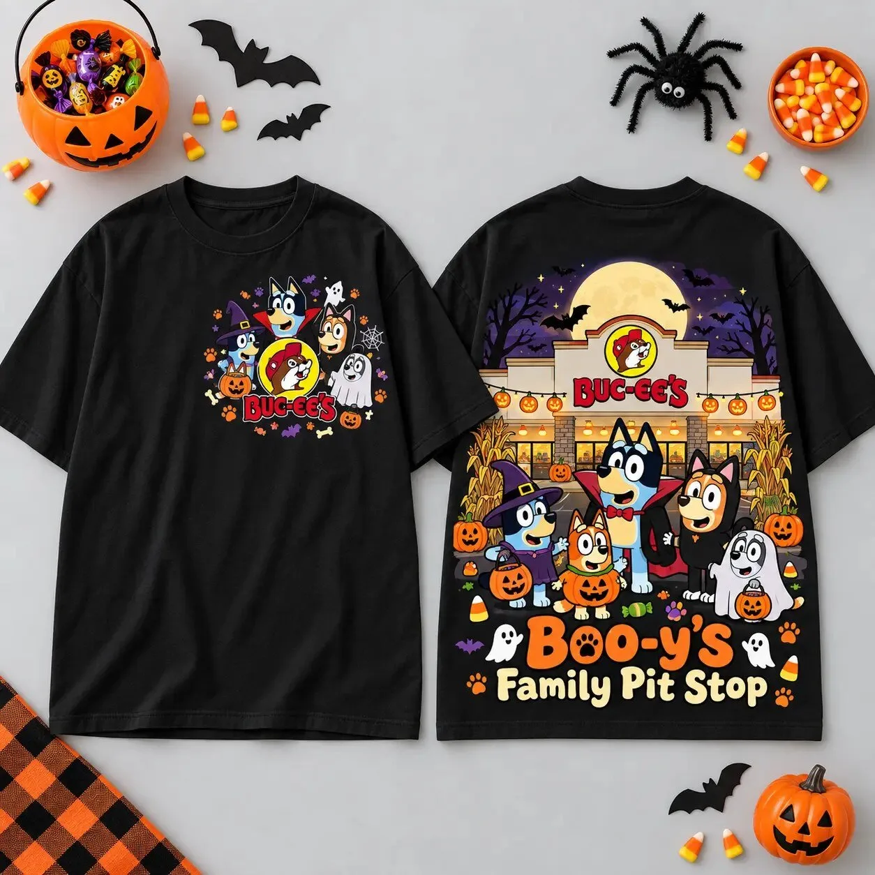 Bluey Family Pit Stop Halloween Pumpkin Shirt