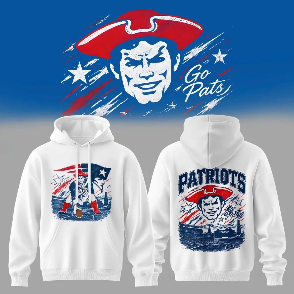 New England Patriots Pat Patriot Vintage Football Team White Hoodie New England Patriots Pat Patriot Vintage Football Team White Hoodie