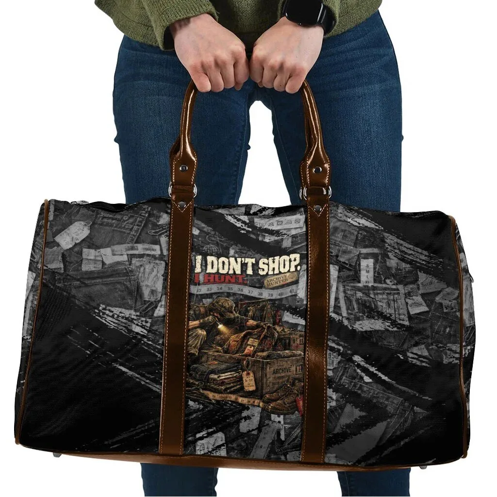 Archive Hunter The Hunt Never Ends Vintage Streetwear Grunge Collage Travel Bag