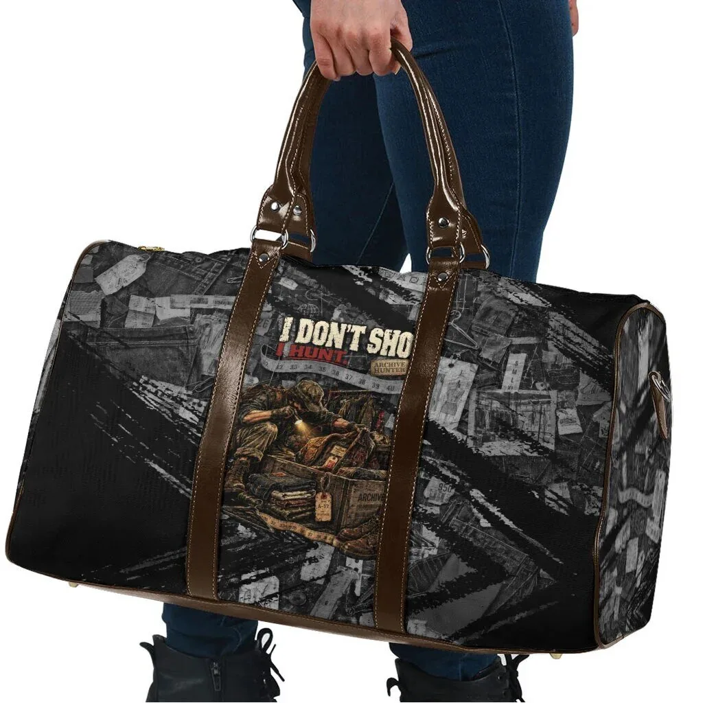 Archive Hunter The Hunt Never Ends Vintage Streetwear Grunge Collage Travel Bag