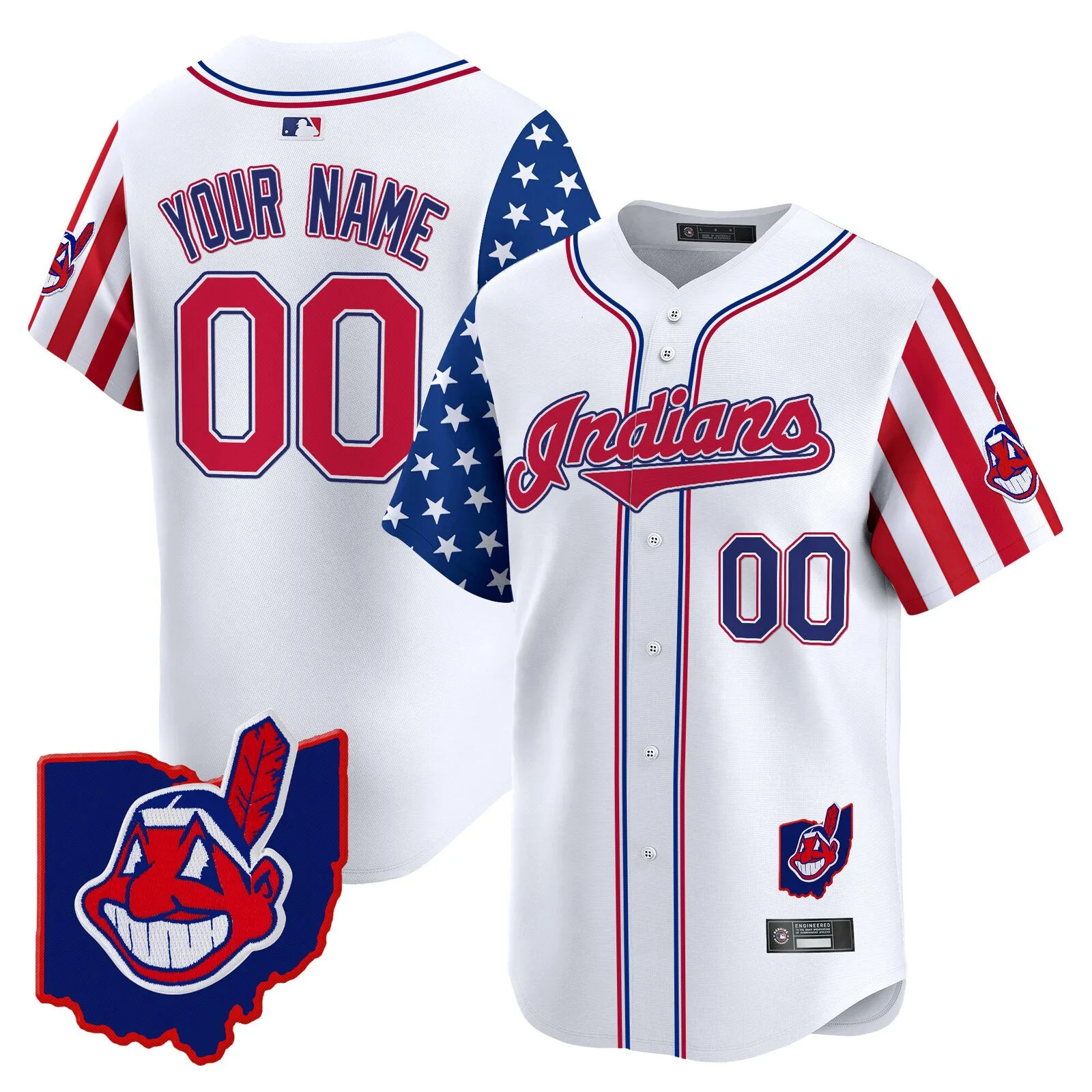 Cleveland Indians Independence Day Custom Baseball Jersey