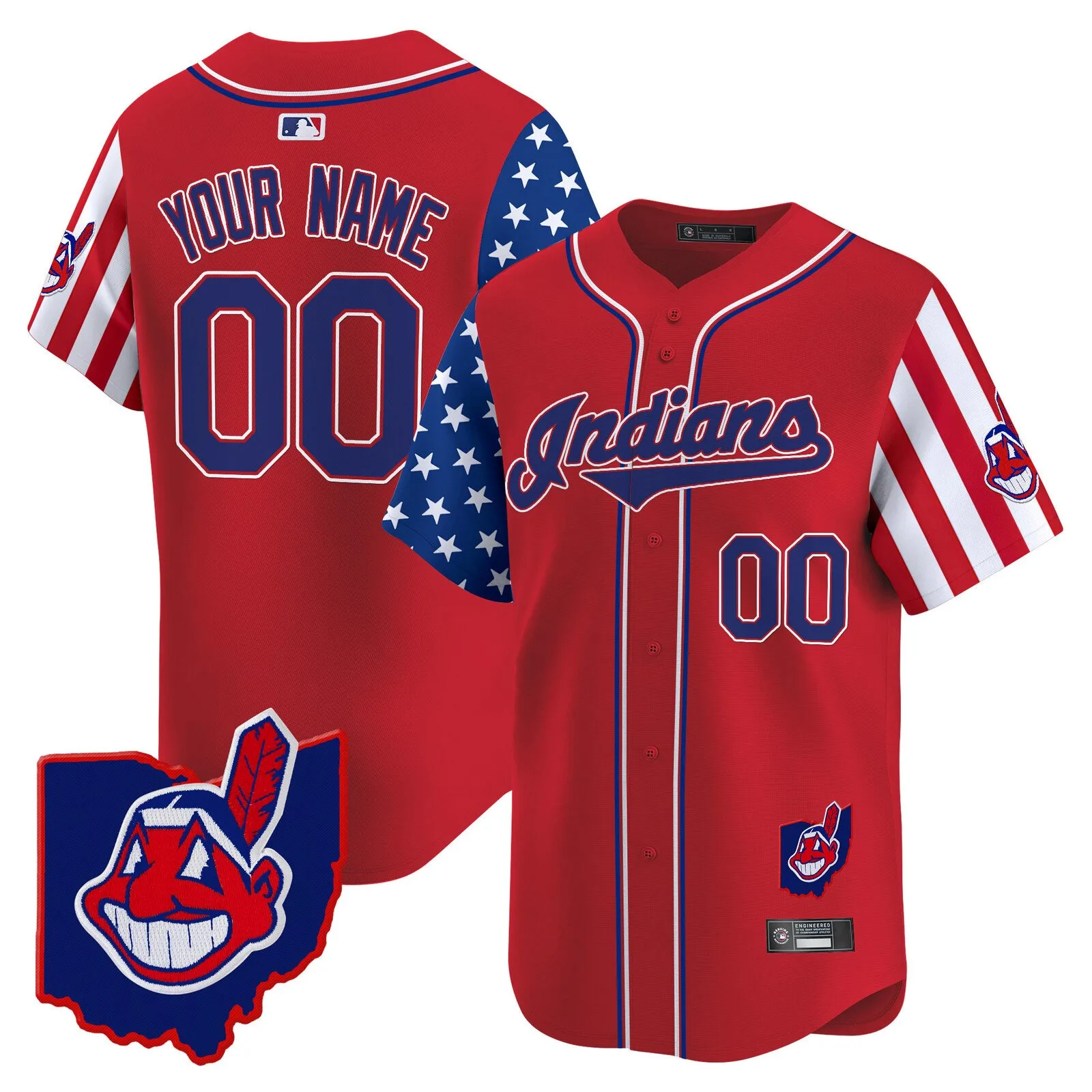 Cleveland Indians Independence Day Custom Baseball Jersey