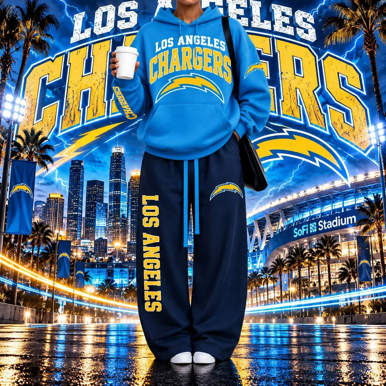 Hooded Sweatshirt with Los Angeles Chargers Football Team Logo