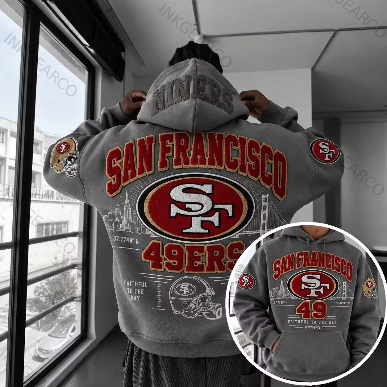 San Francisco 49ers Faithful to the Bay NFL Football Team Gray Hoodie