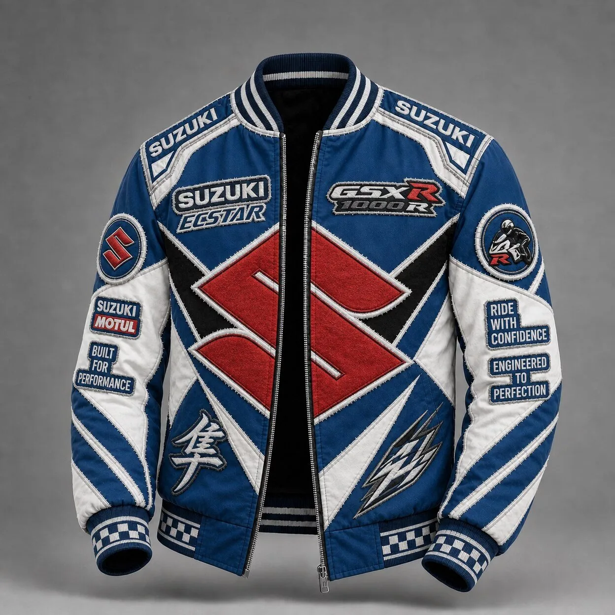 Suzuki GSX-R 1000R Ecstar Motul Motorcycle Racing Bomber Jacket