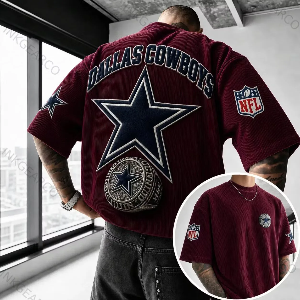 Dallas Cowboys NFL Star Logo Maroon Oversized T-Shirt