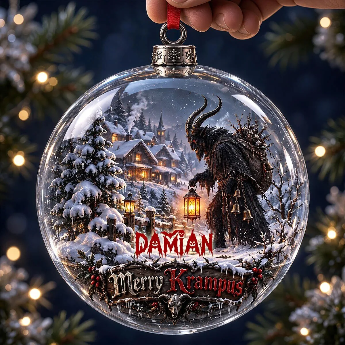Krampus Night Personalized Christmas Tree Holiday Ornament