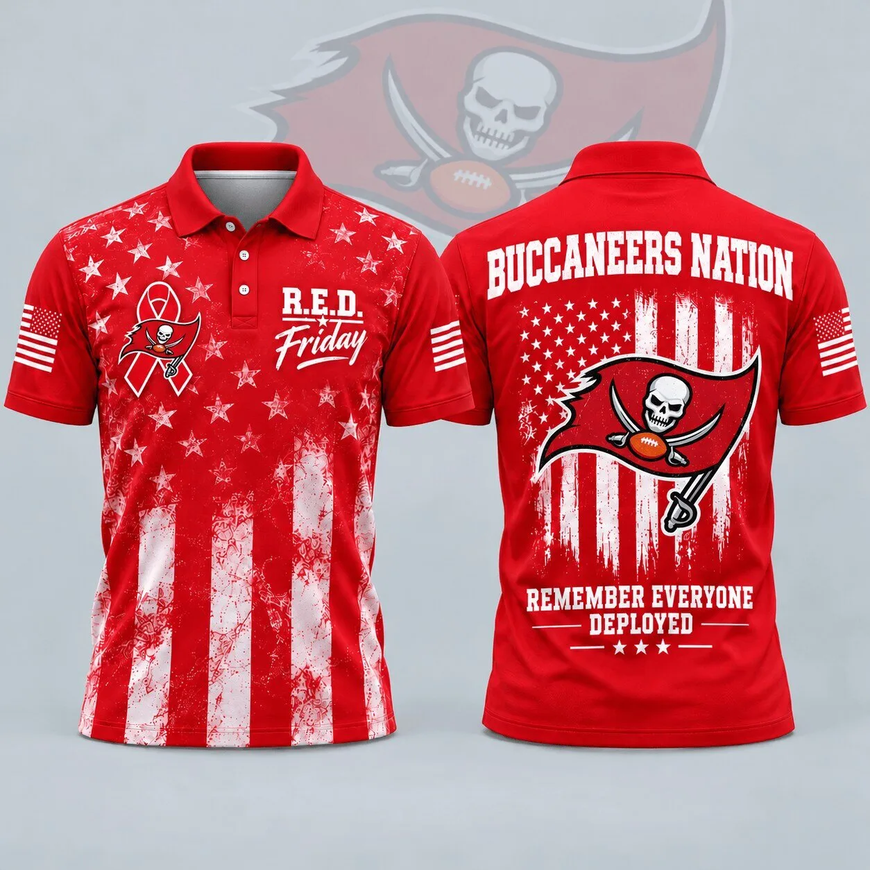 R.E.D. Friday Polo Shirt for Remember Everyone Deployed - Tampa Bay Buccaneers