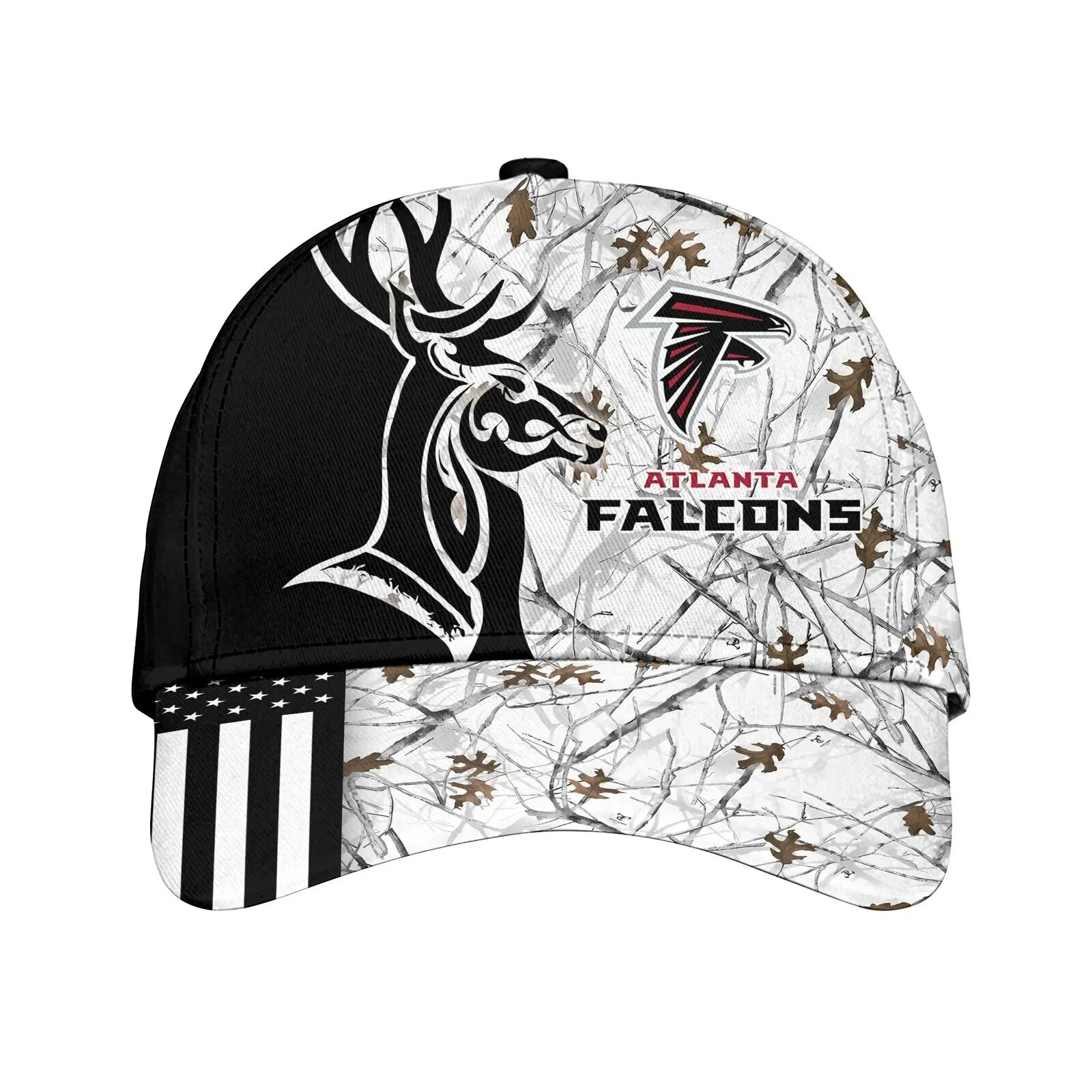 Home 14 Atlanta Falcons Deer Hunting Camouflage American Flag Baseball Cap Hat