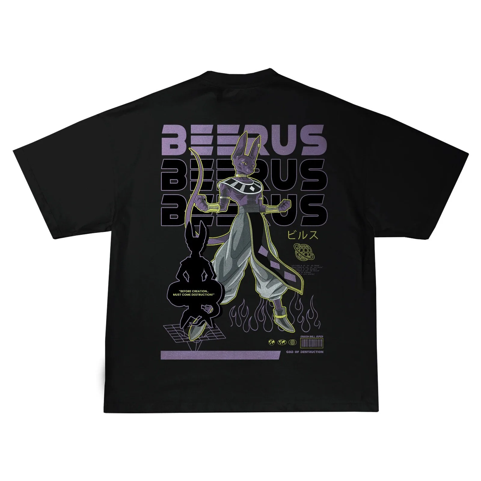 Beerus Dragon Ball Super God of Destruction Black T-Shirt