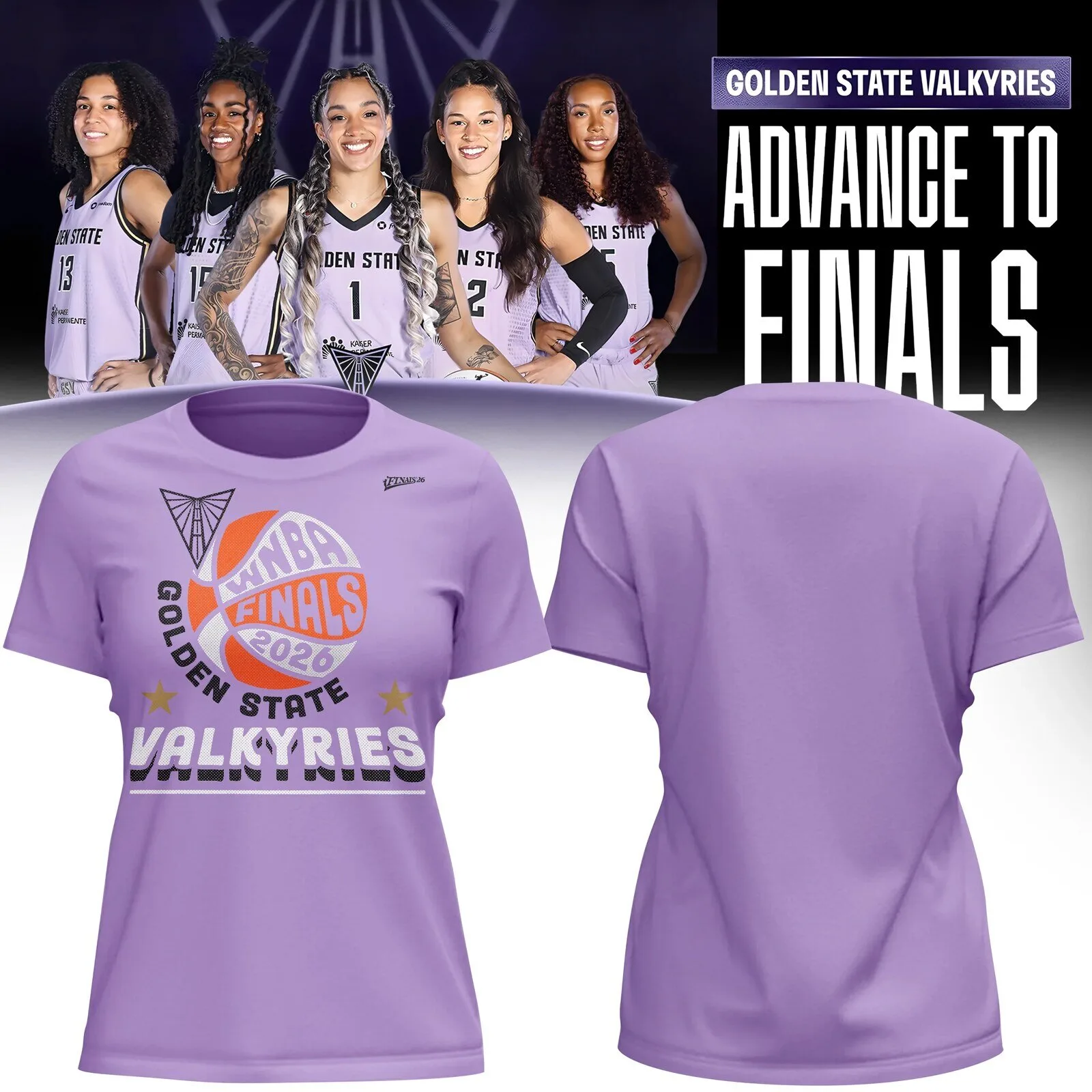 Purple T-Shirt for 2026 WNBA Finals - Golden State Valkyries