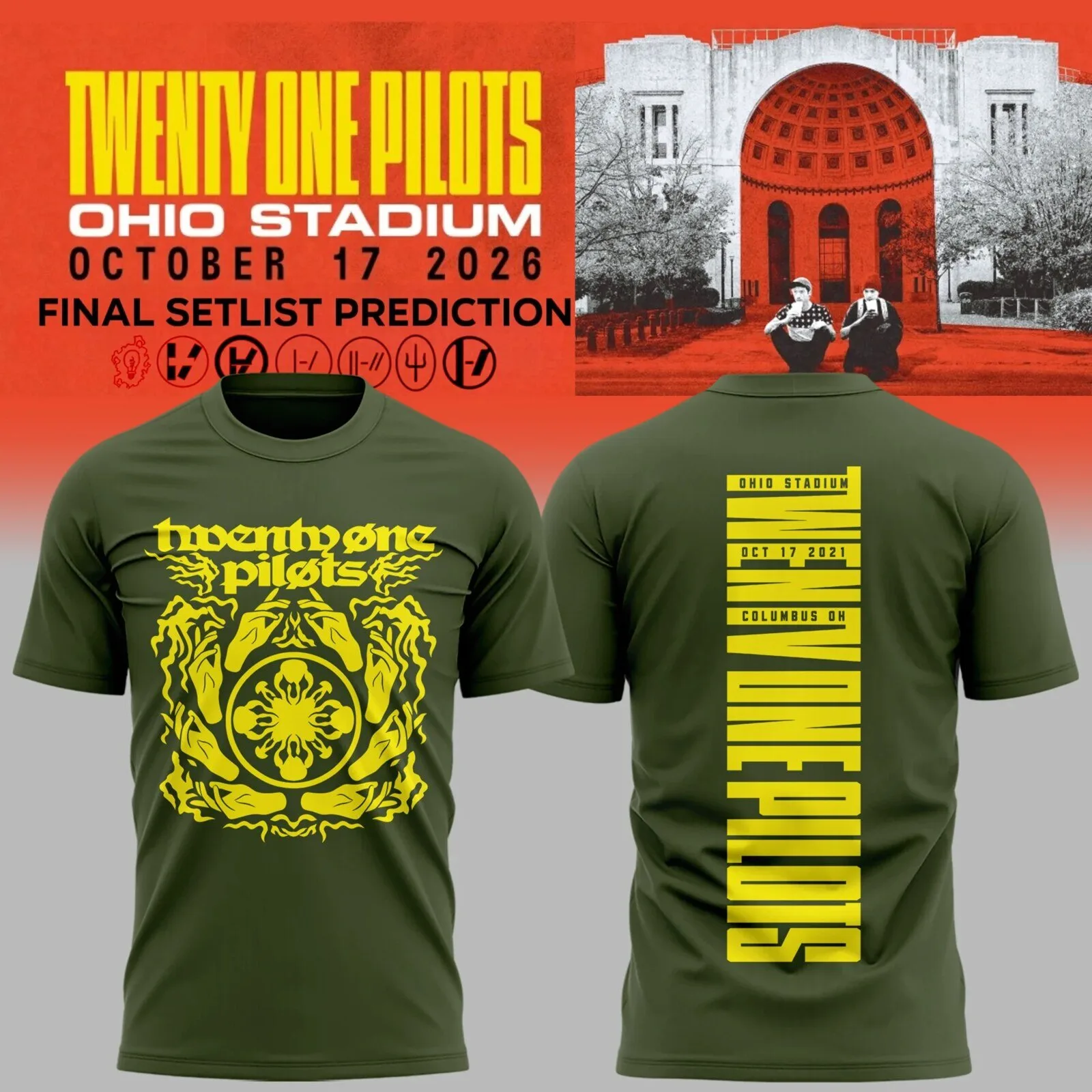 October 2026 Concert Tour T-Shirt for Twenty One Pilots at Ohio Stadium