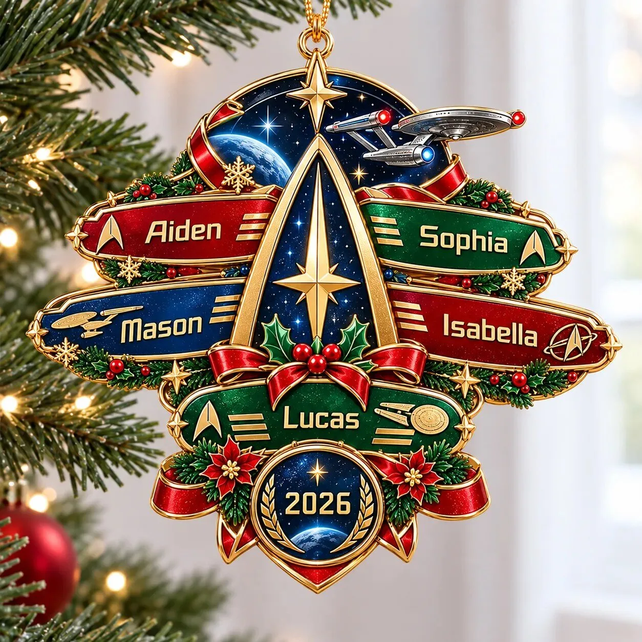 Personalized Star Trek Christmas Holiday Ornament