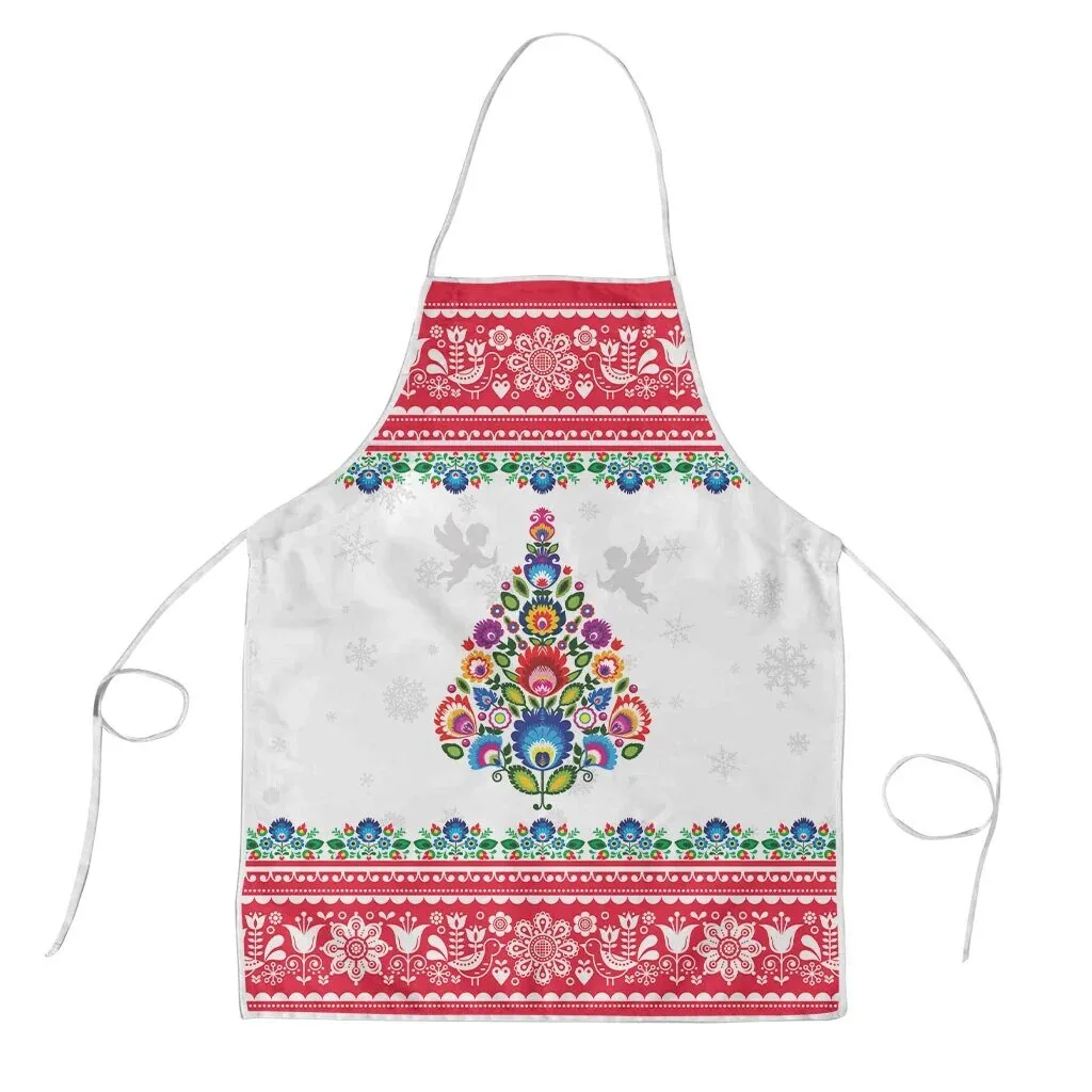 Home 15 Polish Folk Art Christmas Tree Pattern Holiday Cooking Kitchen Apron