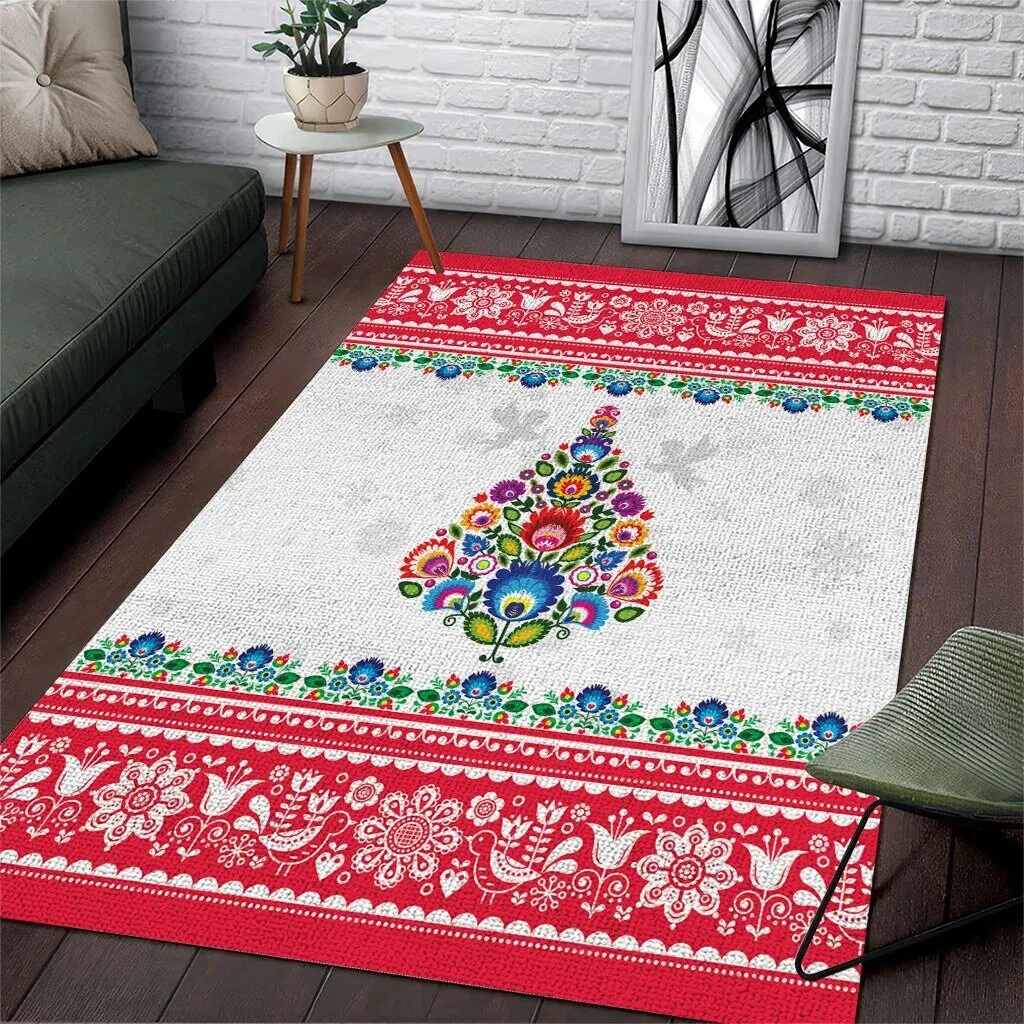 Home 13 Polish Folk Art Christmas Tree Pattern Traditional Poland Area Rug