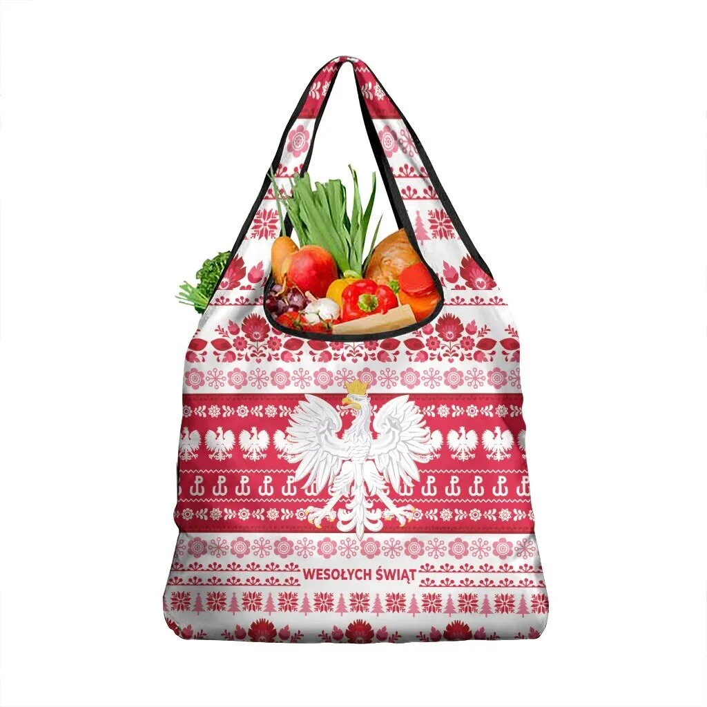 Home 11 Polish Christmas Folk Art White Eagle Reusable Grocery Bag