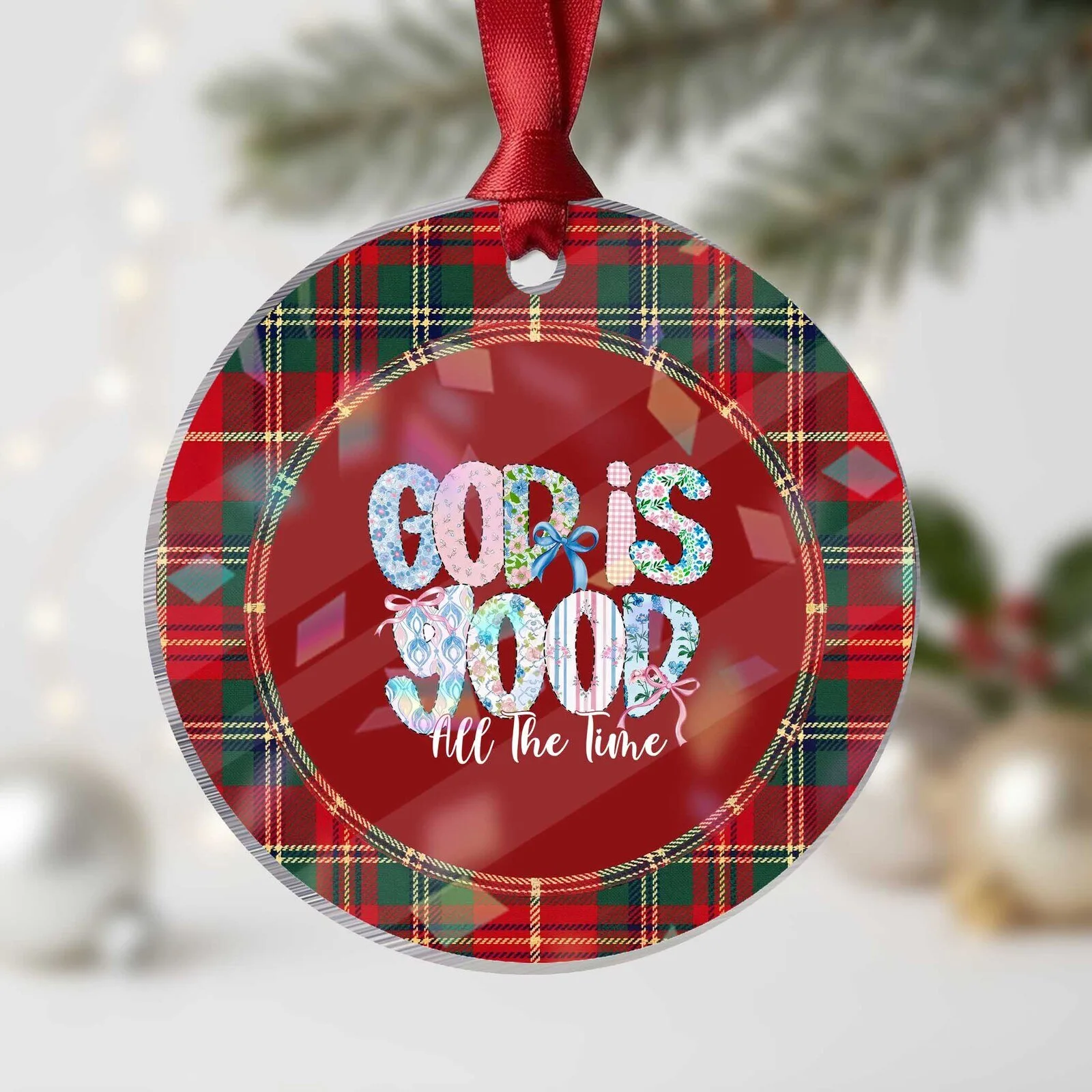 God Is Good All The Time Christian Faith Plaid Round Christmas Tree Ornament 1 God Is Good All The Time Christian Faith Plaid Round Christmas Tree Ornament