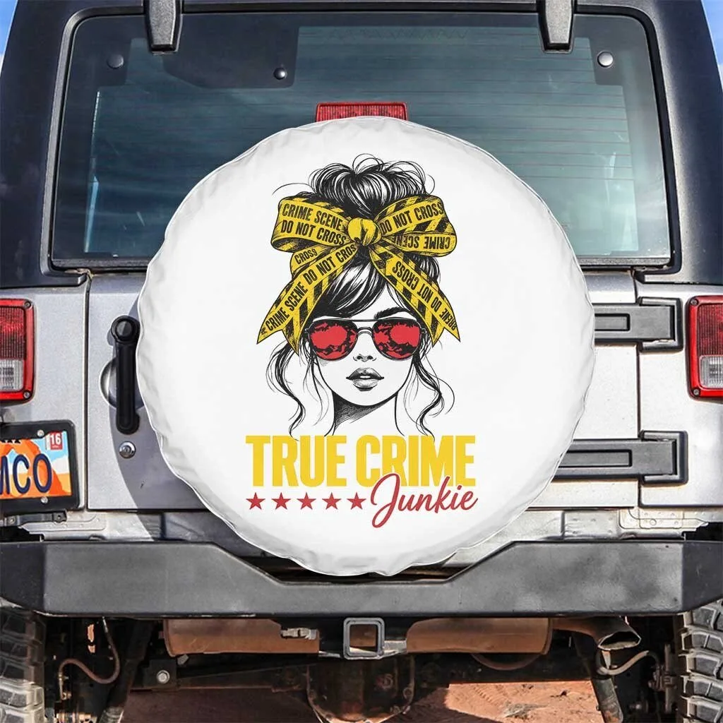 True Crime Junkie Messy Bun Graphic Spare Tire Cover for Jeep SUV Camper