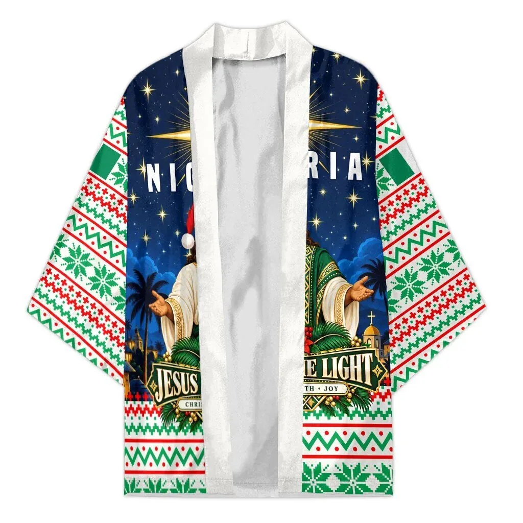 Nigeria Jesus Christmas Faith Light Kimono Nigerian Flag Nativity Scene Kimono Robe