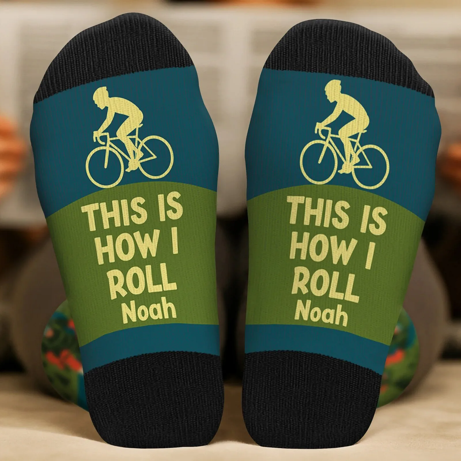 Personalized Mountain Biking Adventure Socks - Custom Cycling Gift for Men