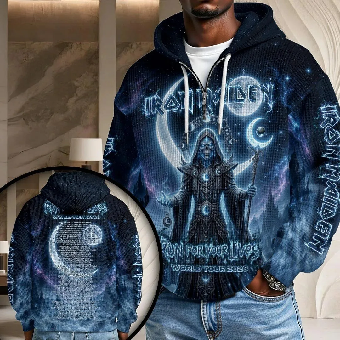 Hoodie with Graphic Print for Iron Maiden's 2026 Run For Your Lives World Tour