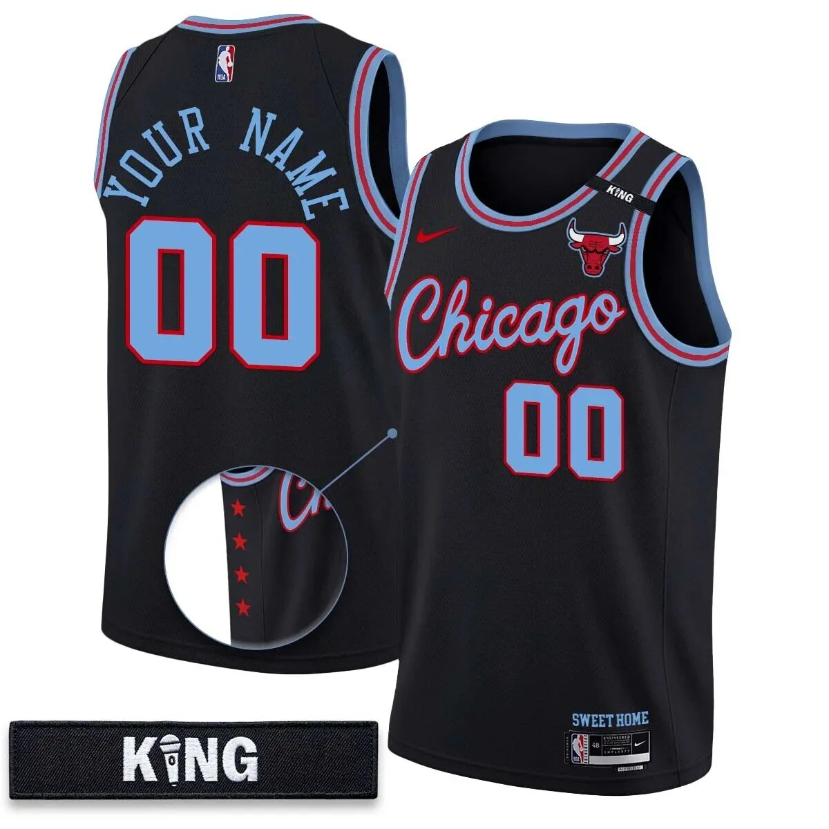 Custom City Edition Basketball Jersey in White for Chicago Bulls