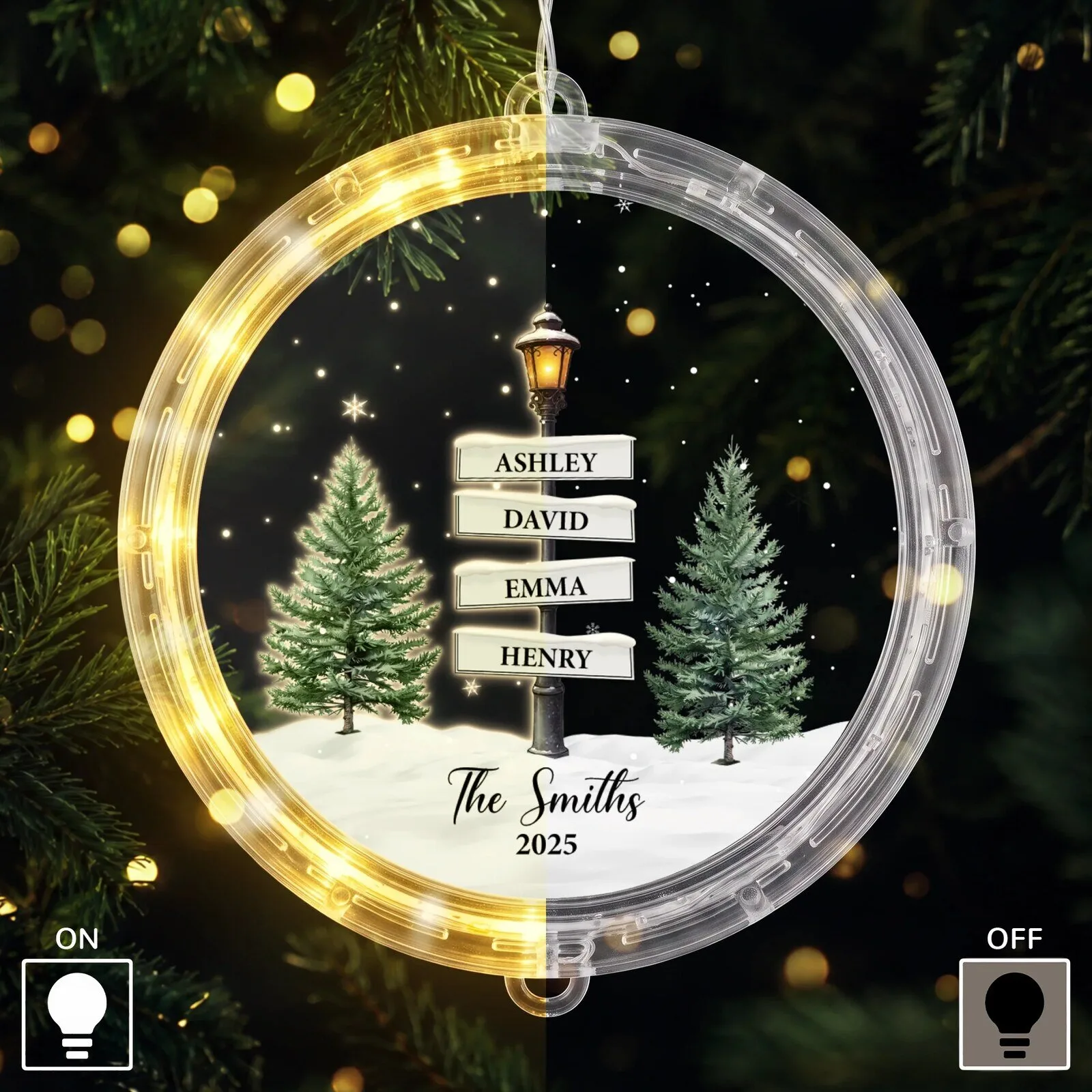 Personalized Family Name Christmas Tree LED Light Ornament 7 Personalized Family Name Christmas Tree LED Light Ornament