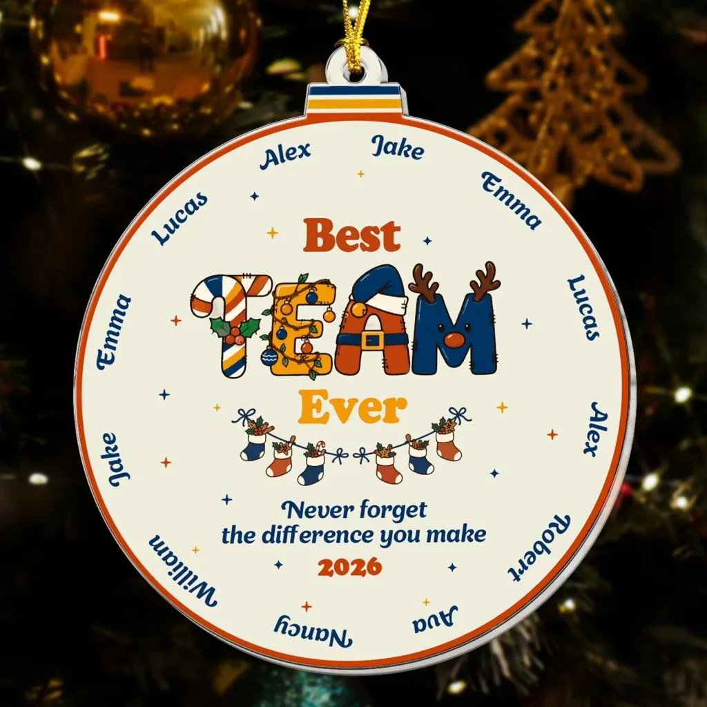 Best Team Ever Personalized Christmas Ornament with Custom Names and Year Best Team Ever Personalized Christmas Ornament with Custom Names and Year