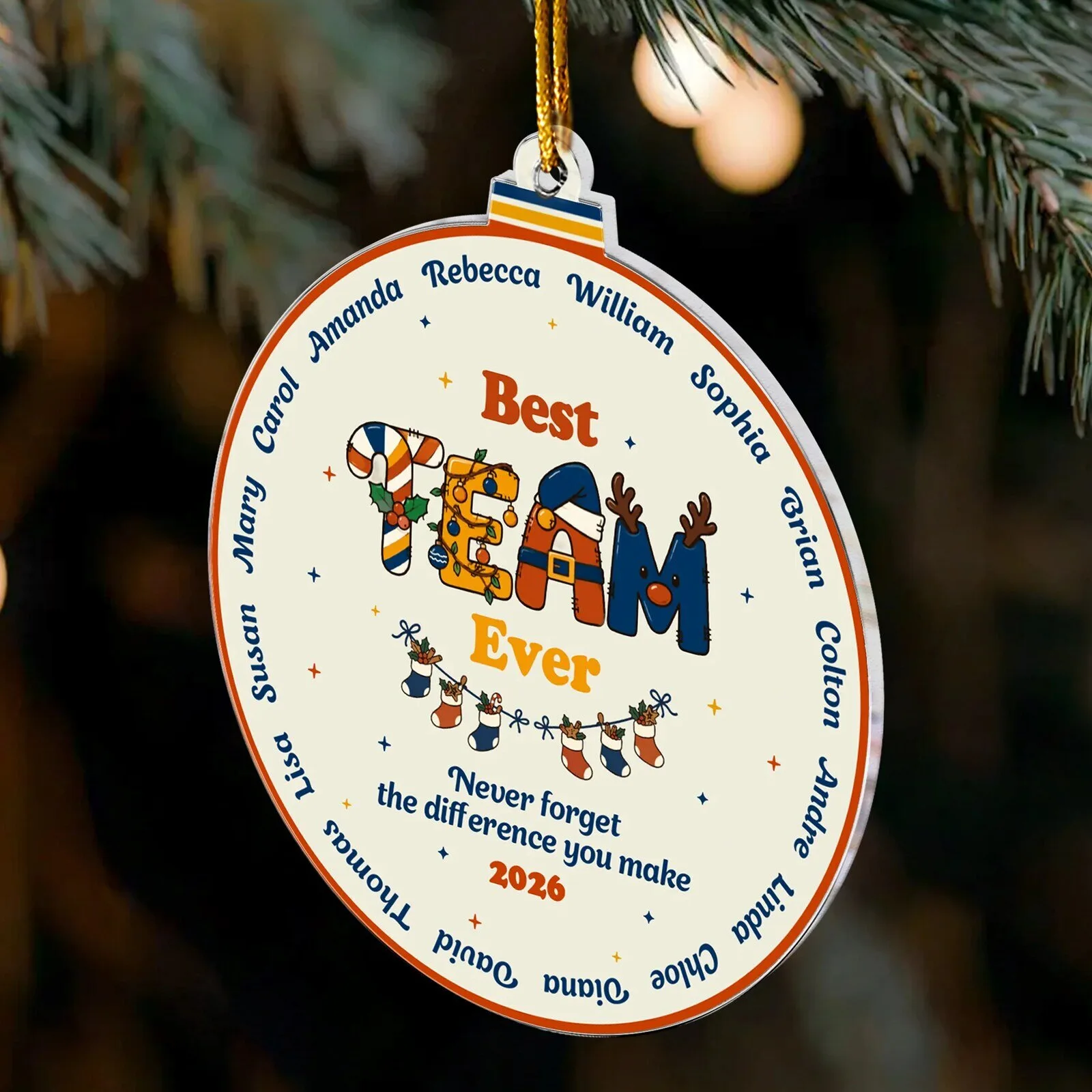 Best Team Ever Personalized Christmas Ornament with Custom Names and Year 6 Best Team Ever Personalized Christmas Ornament with Custom Names and Year