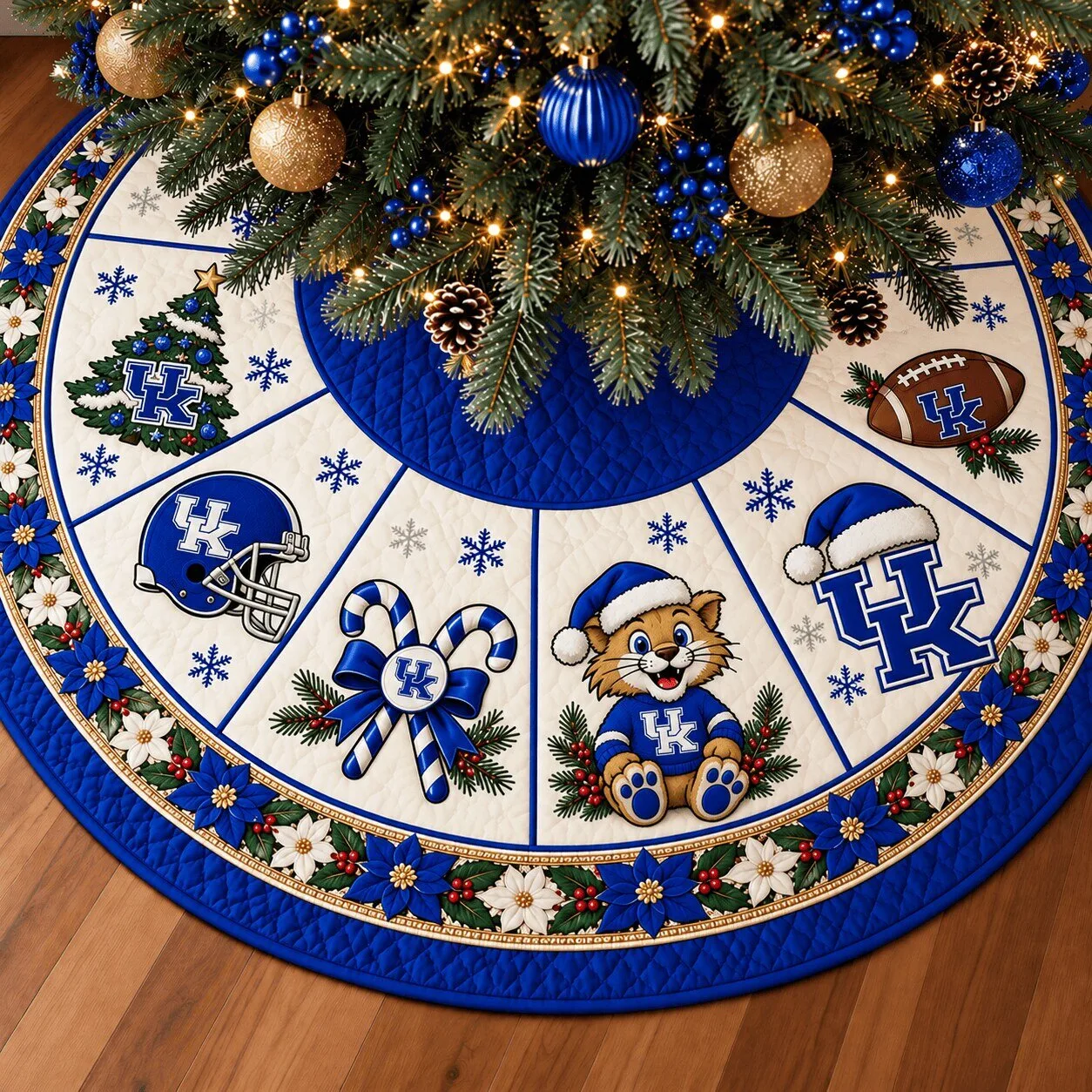 Kentucky Wildcats Football Christmas Tree Skirt Holiday Decor