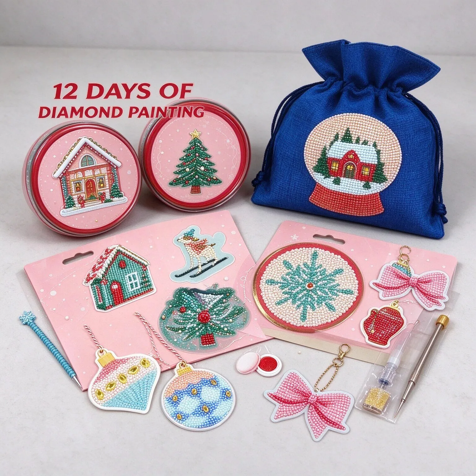 Christmas Diamond Painting Advent Calendar Kit for Holiday Countdown Fun 2D 7 Christmas Diamond Painting Advent Calendar Kit for Holiday Countdown Fun 2D