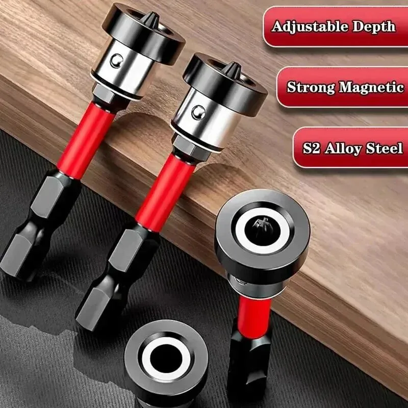 Adjustable Depth Magnetic Drywall Screwdriver Bit Set with S2 Alloy Steel
