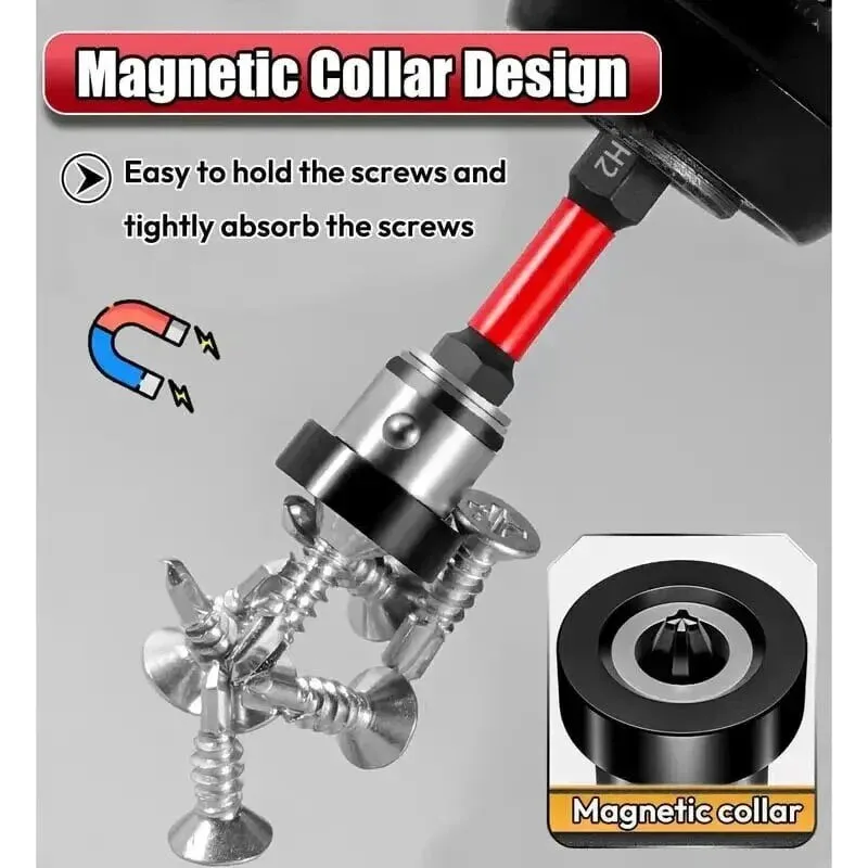 Adjustable Depth Magnetic Drywall Screwdriver Bit Set with S2 Alloy Steel