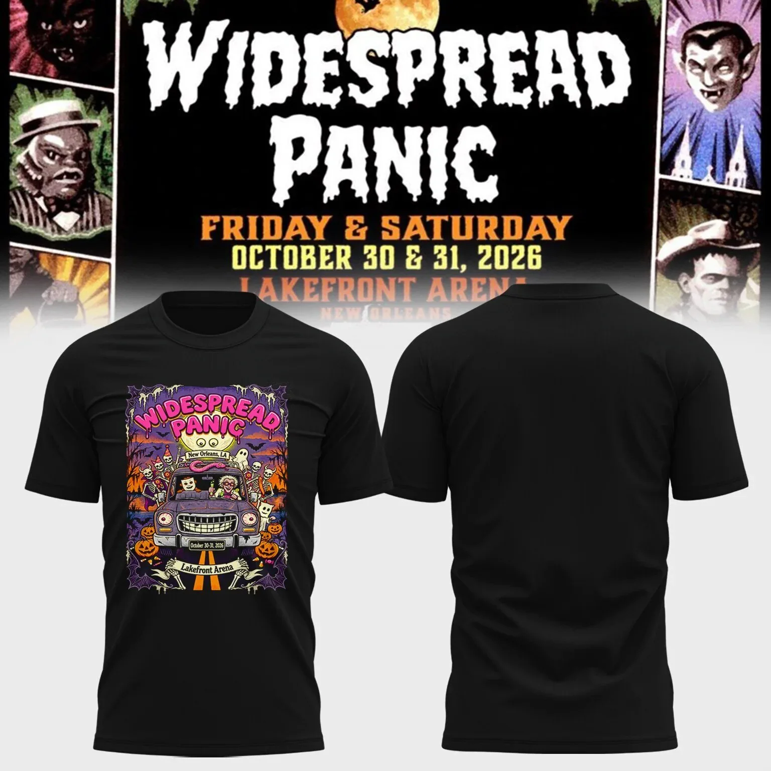 Widespread Panic New Orleans Halloween Concert Tour Black T-Shirt 1 Widespread Panic New Orleans Halloween Concert Tour Black T-Shirt